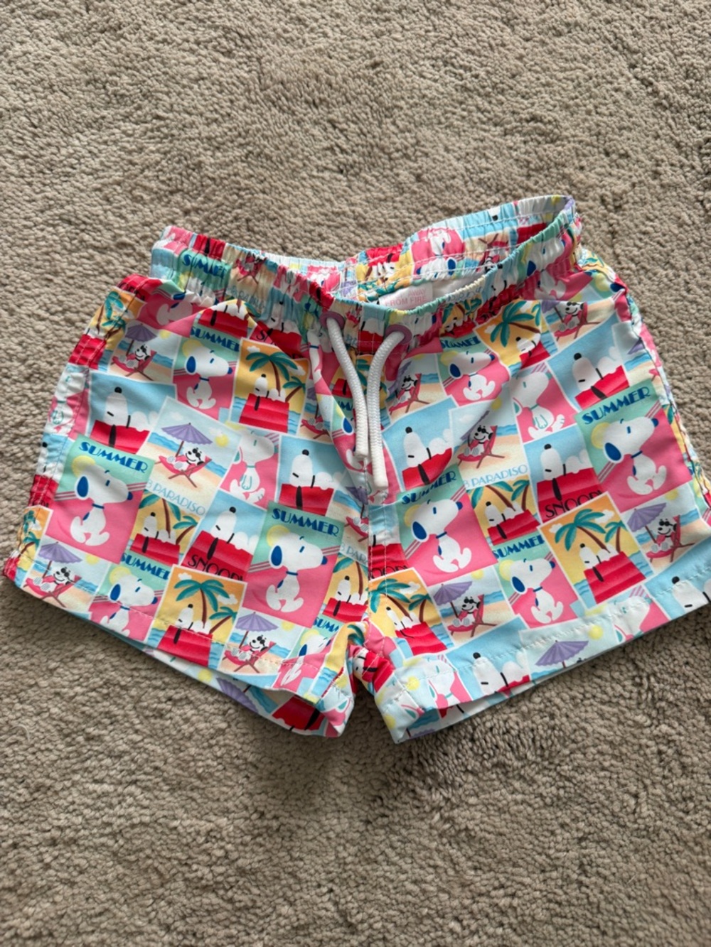 Zara Kids Multicolor Snoopy Swim Trunks - Light Blue, Pink, Red, Yellow